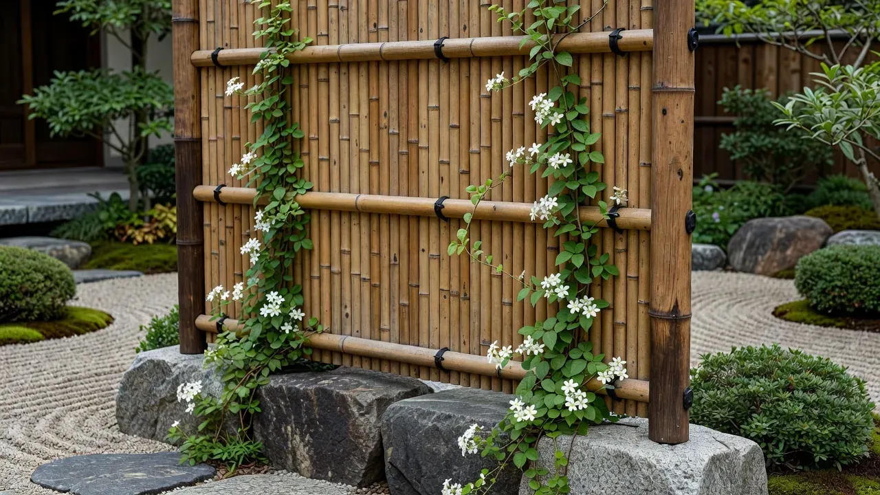 竹垣を用いた庭の目隠しフェンス